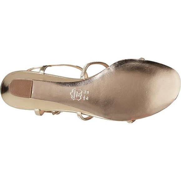 slim fit dress slacks STATUS in ROSE GOLD Wedge Sandals